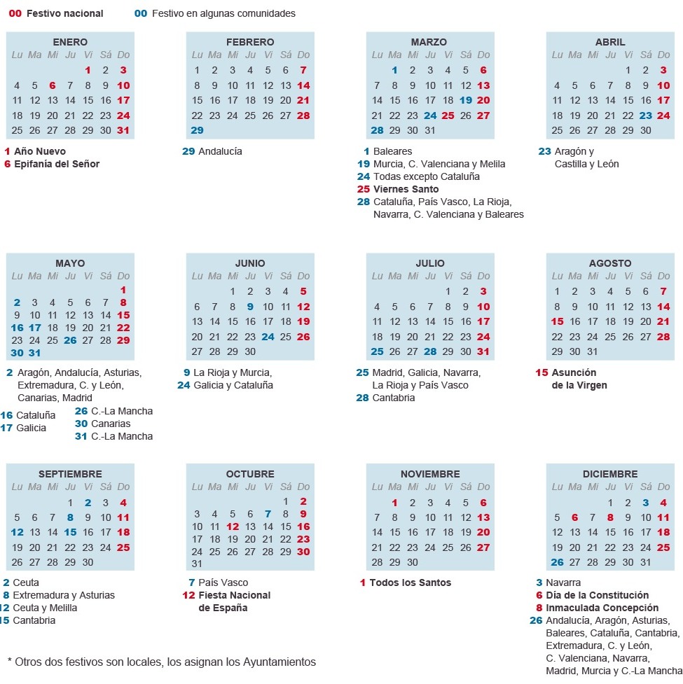 Calendario laboral 2016: obligatorio y a la vista